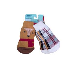 DOG SOCKS REINDEER & PLAID